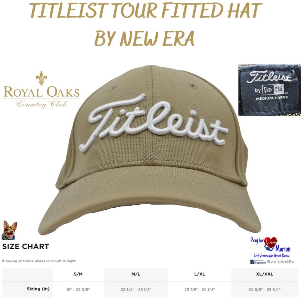Titleist by New Era Medium-Large Tour Fitted Beige White Royal Oaks Country Club